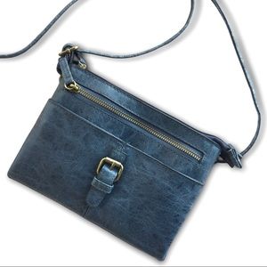American Eagle Blue Crossbody Faux Leather Purse Bag Buckle Payless